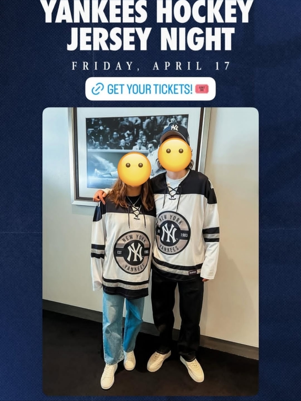 2026 NEW YORK YANKEES HOCKEY JERSEY STUBHUB 4/17/26 SGA - XL PRESALE ⚾️🏒